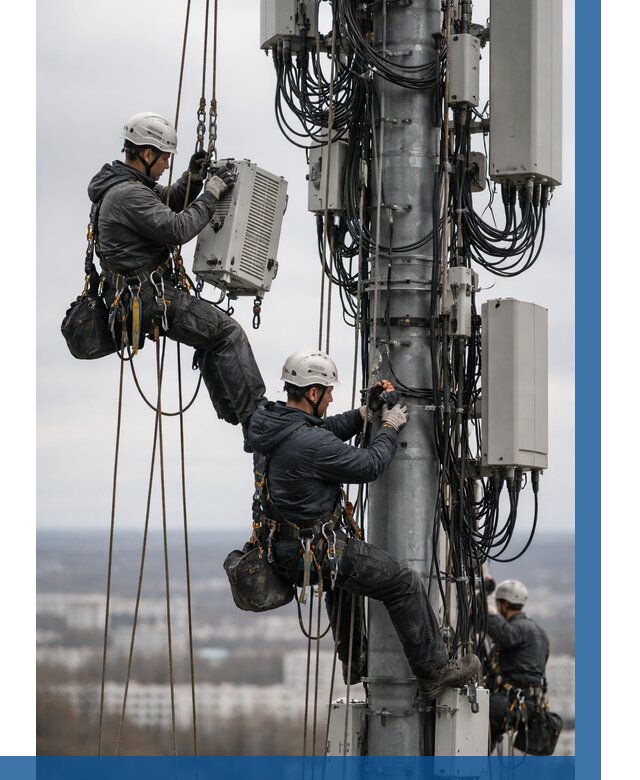 Монтаж оборудования связи на мачте в Октябрьском от 7768 р. | ВЫСОТНИК-Ктб