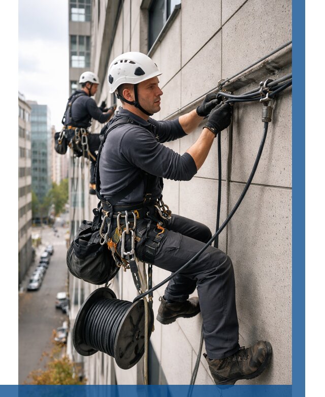 Прокладка кабеля по фасаду в Октябрьском от 362 р. | ВЫСОТНИК-Ктб