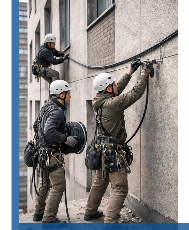 Прокладка кабеля по фасаду в Октябрьском, профессиональный монтаж