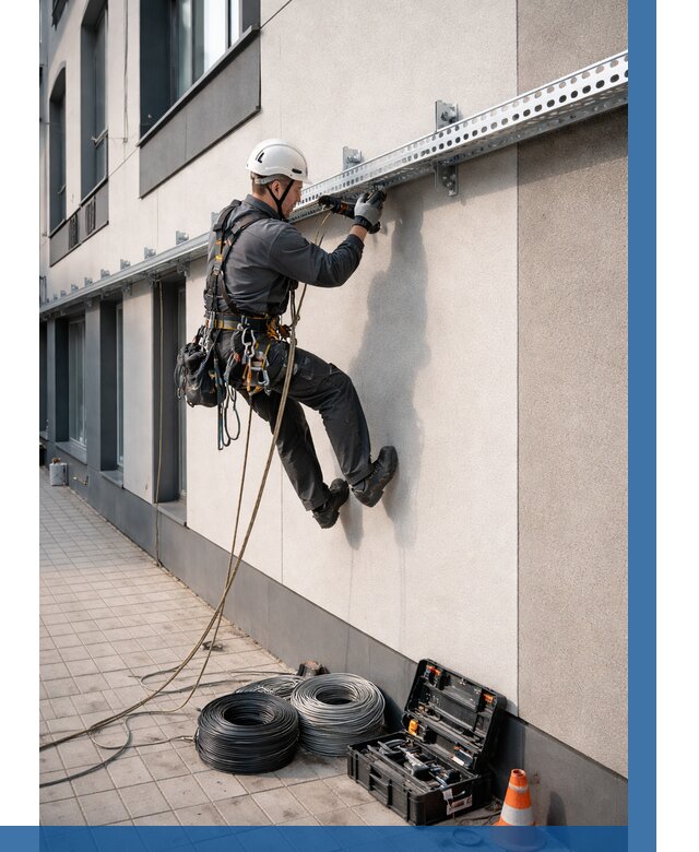 Монтаж кабельных лотков на фасаде в Октябрьском от 1243 р. | ВЫСОТНИК-Ктб