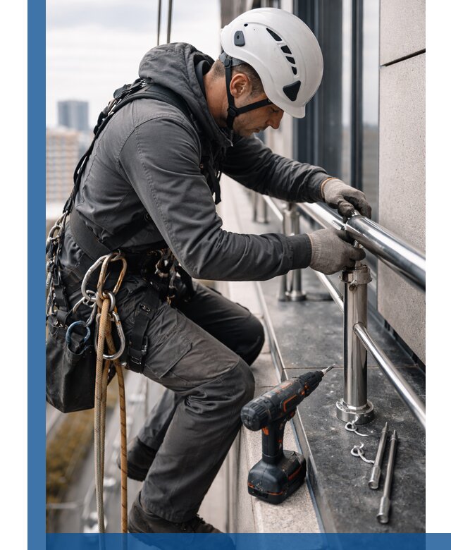 Монтаж ограждений на высоте в Октябрьском для зданий и конструкций