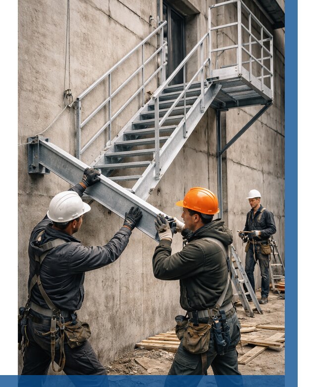 Монтаж металлических лестниц в Октябрьском от 15536 р. | ВЫСОТНИК-Ктб