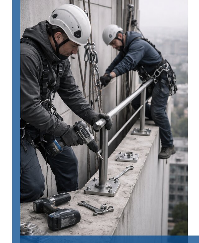 Монтаж перил на высоте в Октябрьском для жилых и промобъектов