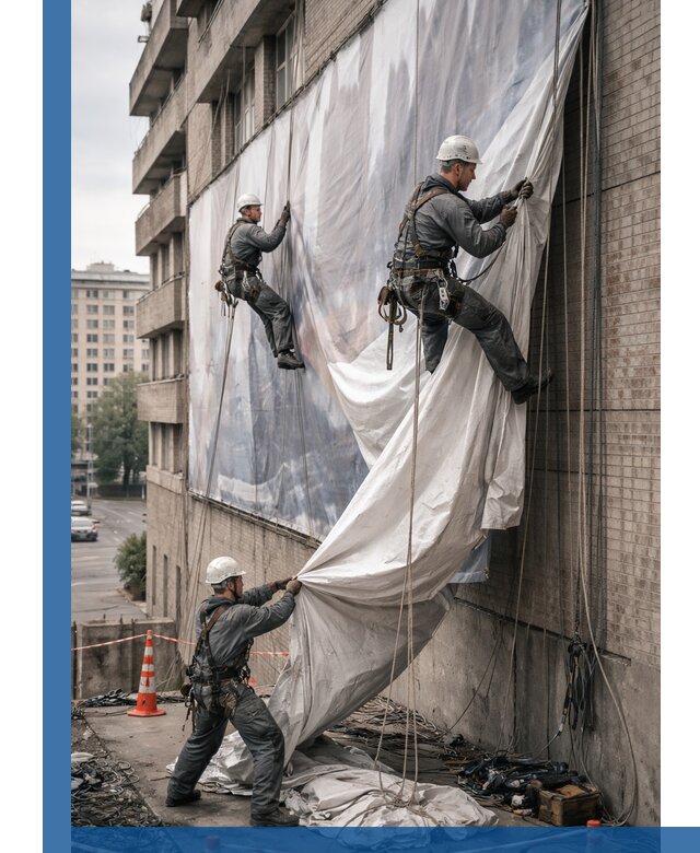 Демонтаж баннеров с фасада в Октябрьском оперативно и безопасно