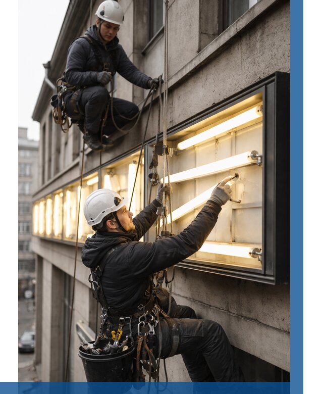 Замена ламп в вывеске в Октябрьском под ключ от 3625 р. | ВЫСОТНИК-Ктб
