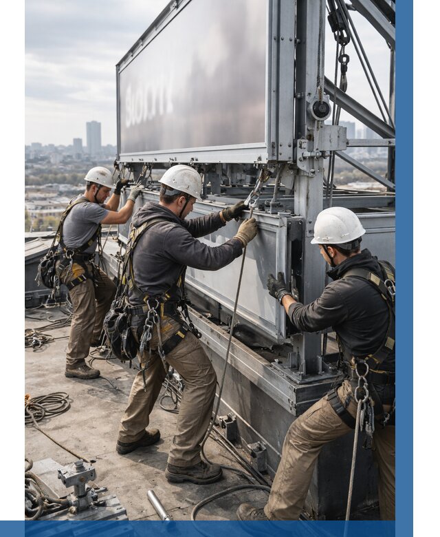 Монтаж крышной рекламной конструкции в Октябрьском от 62142 р.|ВЫСОТНИК-Ктб