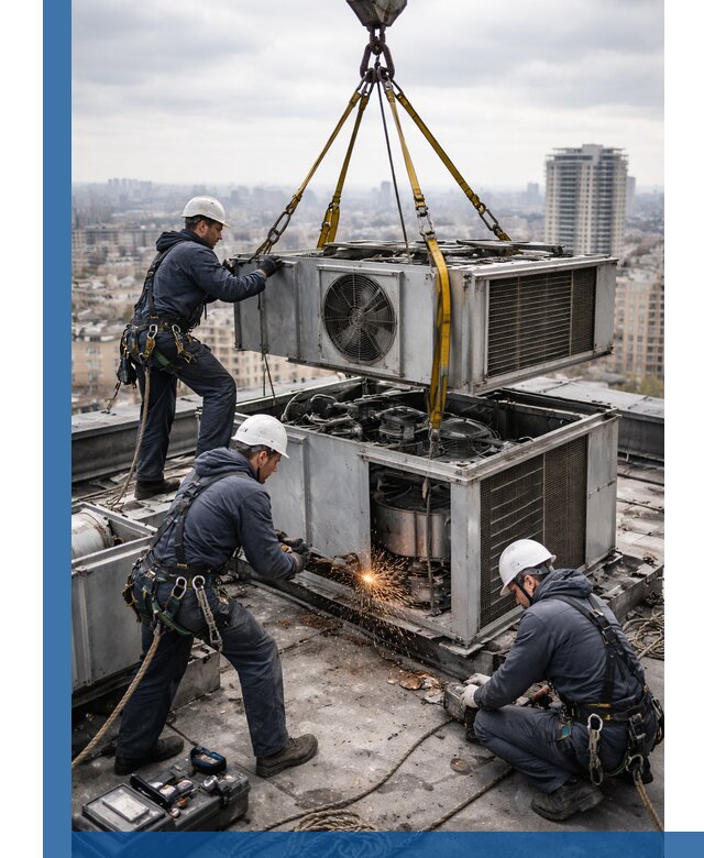 Демонтаж крышной установки в Октябрьском любой сложности