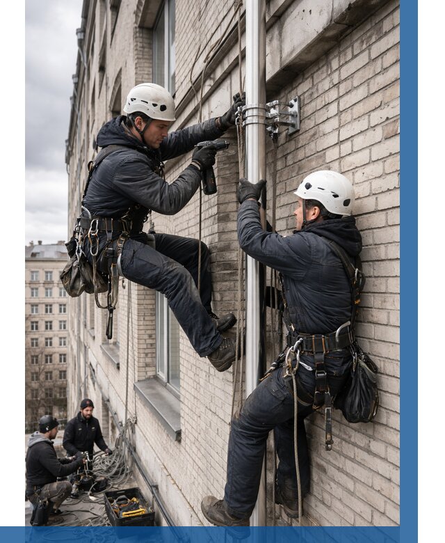 Монтаж флагштока на здании в Октябрьском от 6732 р. | ВЫСОТНИК-Ктб