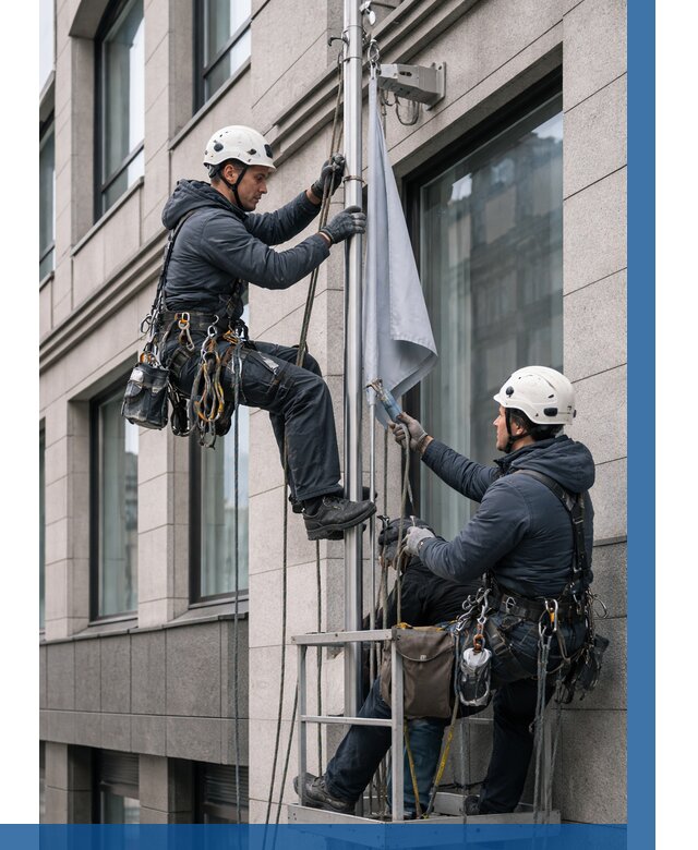 Установка флагов на фасаде в Октябрьском от 4661 р. | ВЫСОТНИК-Ктб