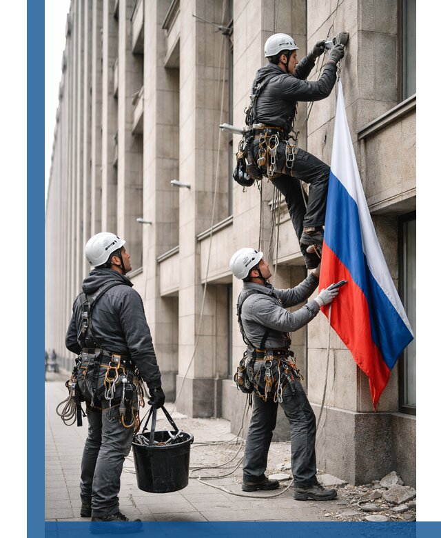 Профессиональная установка флагов на фасаде в Октябрьском