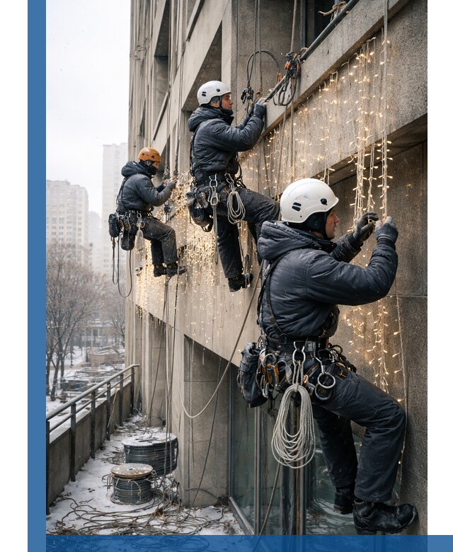 Монтаж новогодней иллюминации и украшение фасадов в Октябрьском