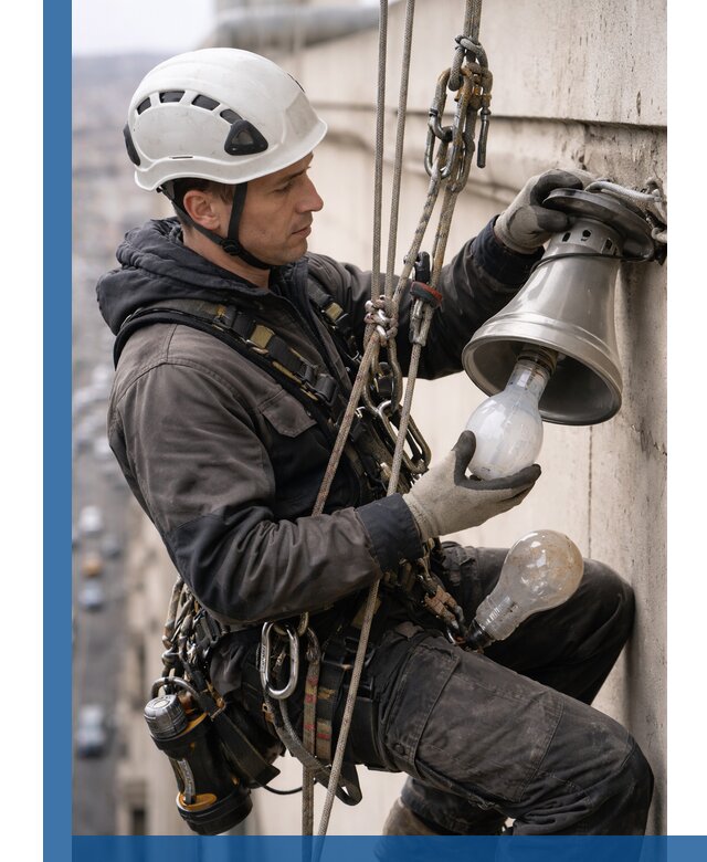 Замена ламп на высоте в Октябрьском профессионально и быстро