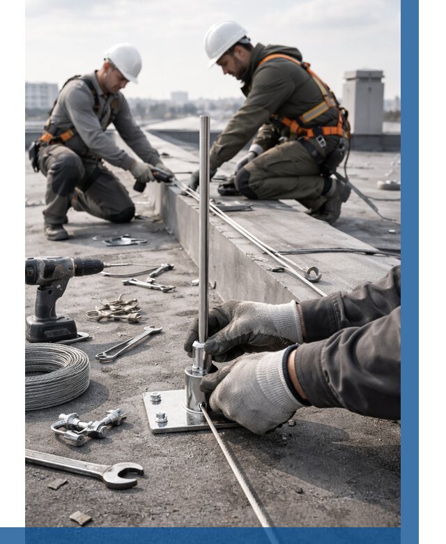 Монтаж молниезащиты на кровле в Октябрьском цена от 25893 р. | ВЫСОТНИК-Ктб