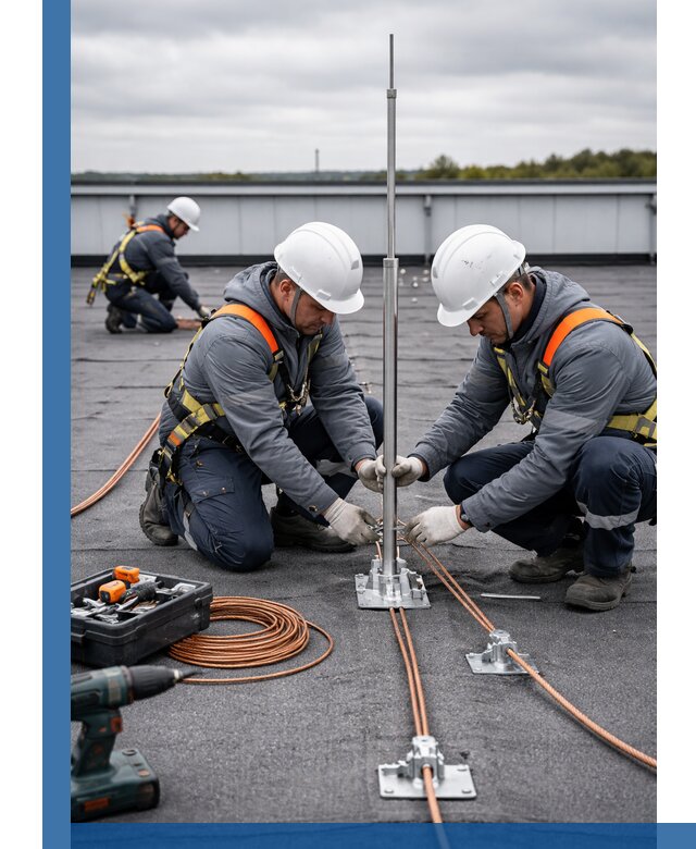 Монтаж молниезащиты на кровле в Октябрьском под ключ с гарантией