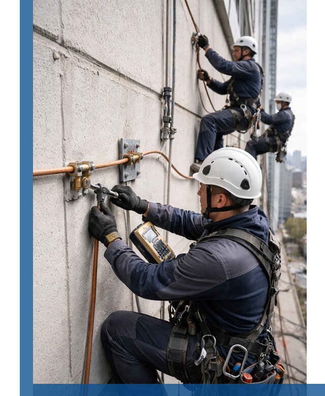 Монтаж системы заземления здания и молниезащиты в Октябрьском