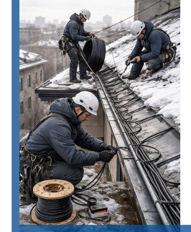 Монтаж греющего кабеля на кровле в Октябрьском под ключ