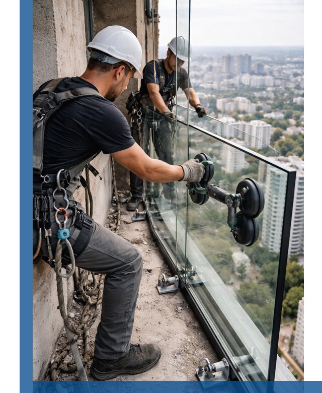 Монтаж стеклянных ограждений под ключ с гарантией в Октябрьском