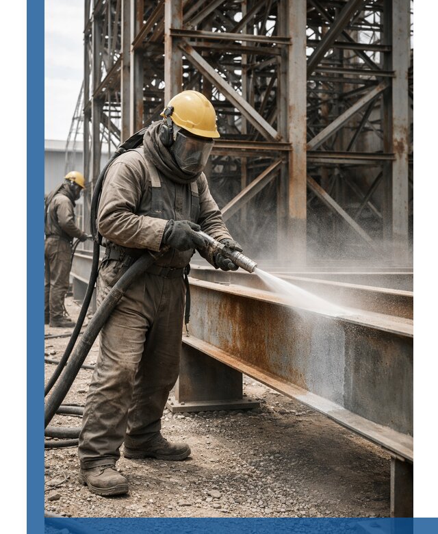 Пескоструйная очистка металлоконструкций в Октябрьском промышленная