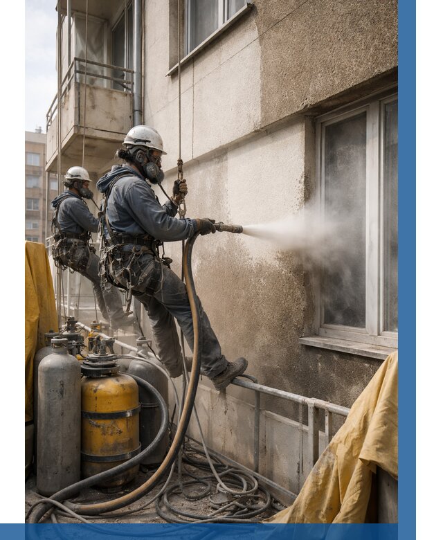 Пескоструйная очистка фасада в Октябрьском от 673 р. | ВЫСОТНИК-Ктб