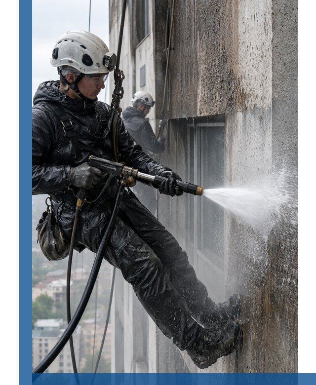 Гидроструйная очистка фасадов и конструкций в Октябрьском