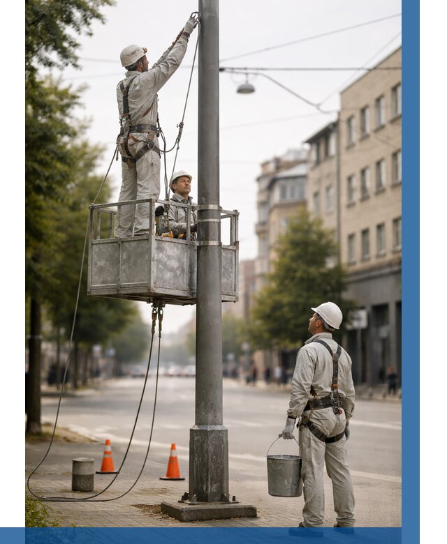 Покраска опор освещения в Октябрьском от 5179 р. | ВЫСОТНИК-Ктб