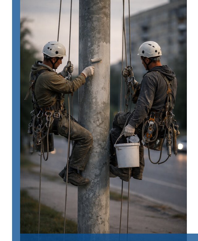 Покраска опор освещения и антикоррозийная защита в Октябрьском