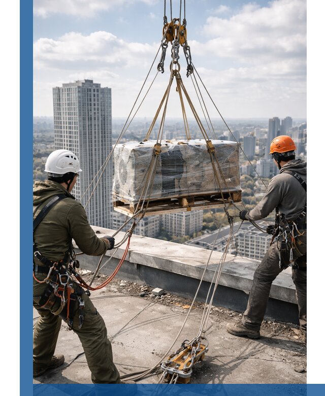 Подъем и монтаж крупногабаритных грузов на крышу в Октябрьском