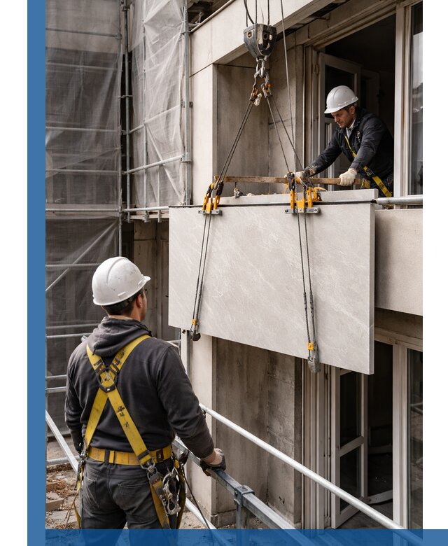 Подъем керамогранита на этаж в Октябрьском грузчиками и техникой