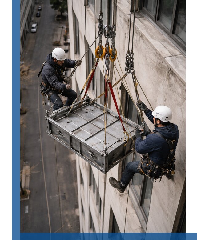 Спуск и подъем грузов по фасаду в Октябрьском для зданий