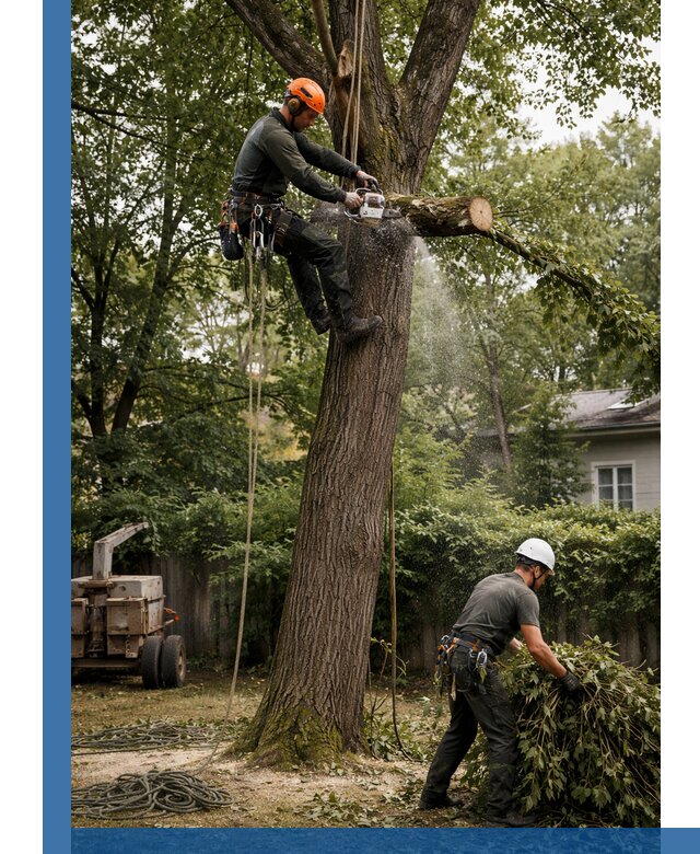 Кронирование деревьев в Октябрьском, безопасная высотная обрезка