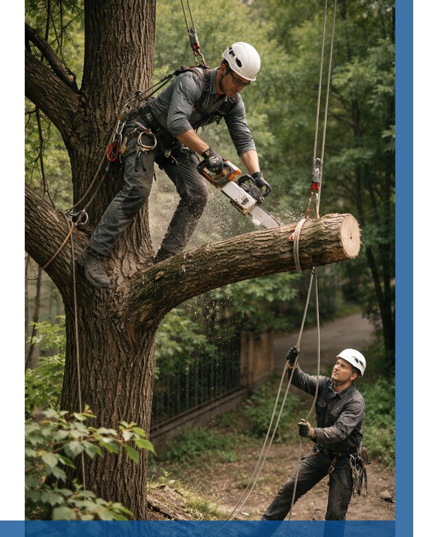 Спил деревьев альпинистами в Октябрьском от 8286 р. | ВЫСОТНИК-Ктб