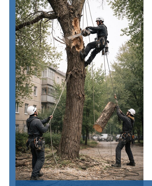 Срочное удаление аварийных деревьев в Октябрьском с гарантией безопасности
