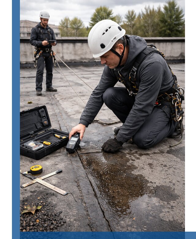 Обследование кровли на протечки и выявление дефектов в Октябрьском