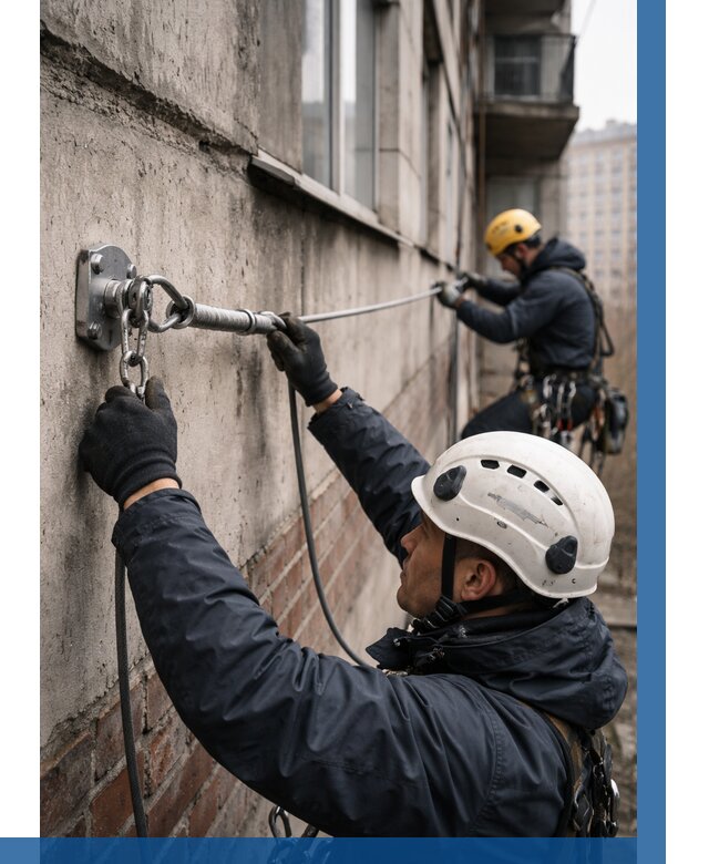 Монтаж анкерных линий в Октябрьском от 3107 р. | ВЫСОТНИК-Ктб