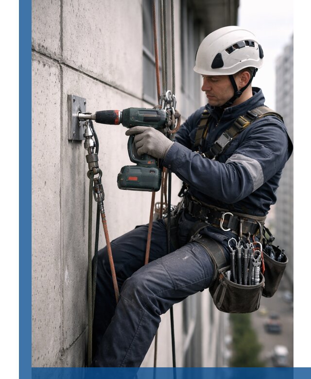 Установка анкерных точек для высотных работ в Октябрьском