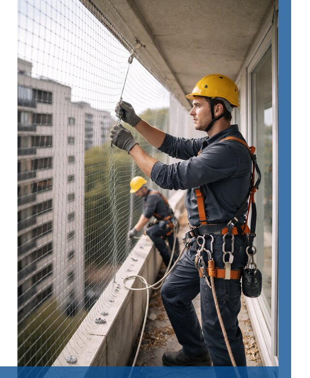 Монтаж сетки от птиц в Октябрьском от 4661 р. | ВЫСОТНИК-Ктб