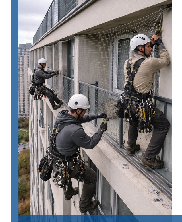 Профессиональный монтаж защитной сетки от птиц в Октябрьском